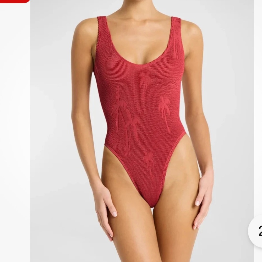 Bond‑Eye The Mara Ribbed One‑Piece Swimsuit – palm trees one size NWT
